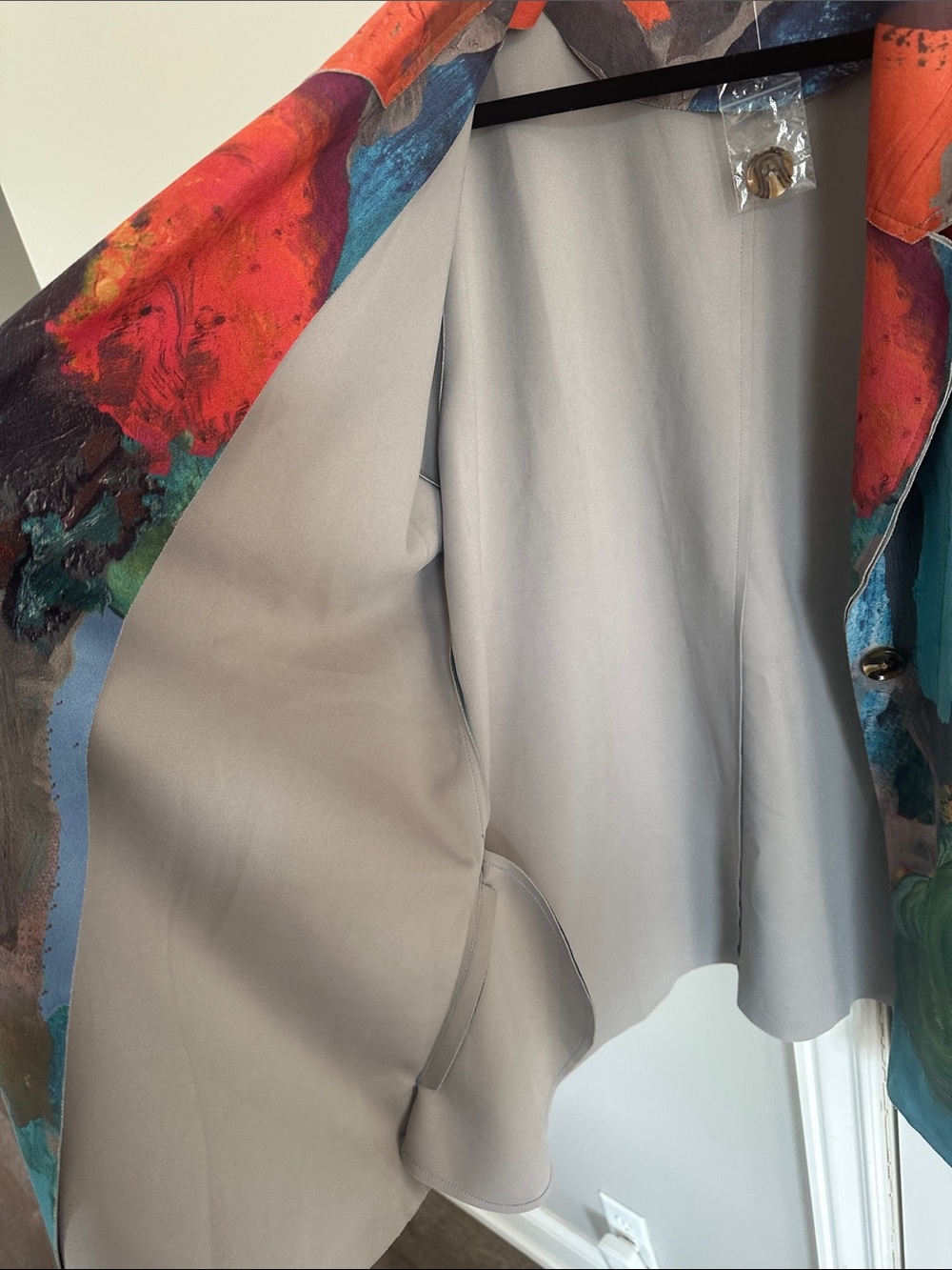 Colorwash Abstract Blazer Jacket - Claire Desjardins- Teal, Green & Coral - Picture 9 of 16